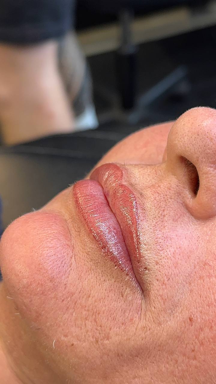 Lip blush permanent makeup result